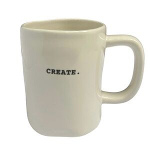 Rae Dunn CREATE Mug Coffee Tea White with Black Typewriter Letters NWT 2017 OG